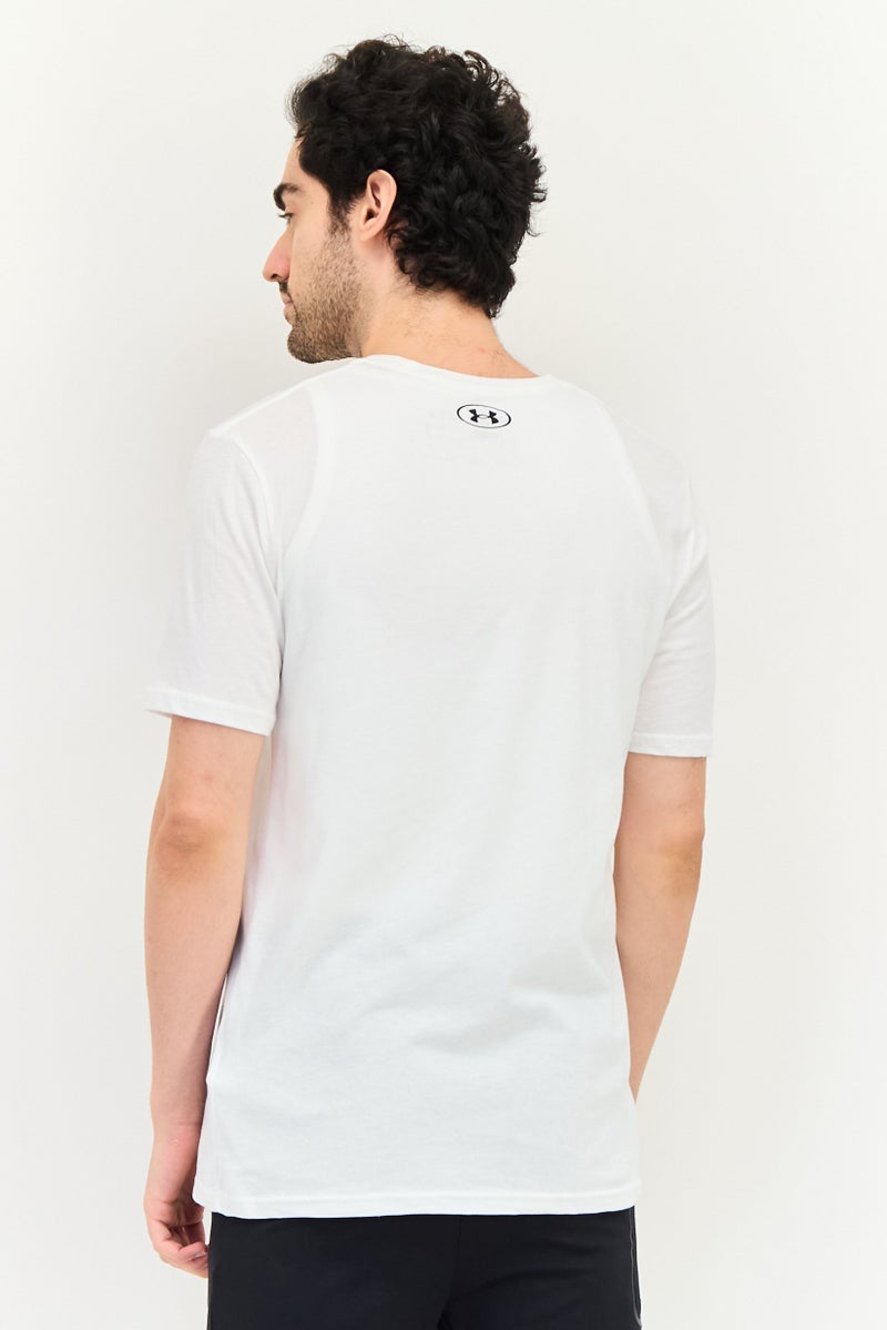 UNDER ARMOUR تي شيرت رياضي للرجال بأكمام قصيرة، خارجي، أبيض - Image 3
