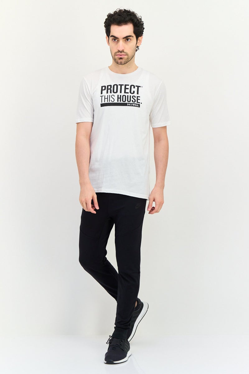 UNDER ARMOUR تي شيرت رياضي للرجال بأكمام قصيرة، خارجي، أبيض - Image 2