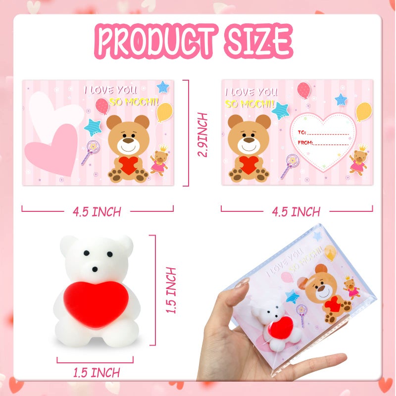 MGparty Valentines Gifts for Kids with 38 Pack Kawaii Mochi Squishies Toys, Valentines Cards for Kids Classroom Exchange Prizes Boys Girls School Party Favors - Image 3