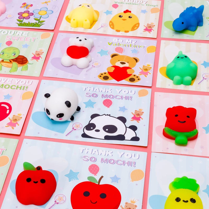 MGparty Valentines Gifts for Kids with 38 Pack Kawaii Mochi Squishies Toys, Valentines Cards for Kids Classroom Exchange Prizes Boys Girls School Party Favors - Image 5