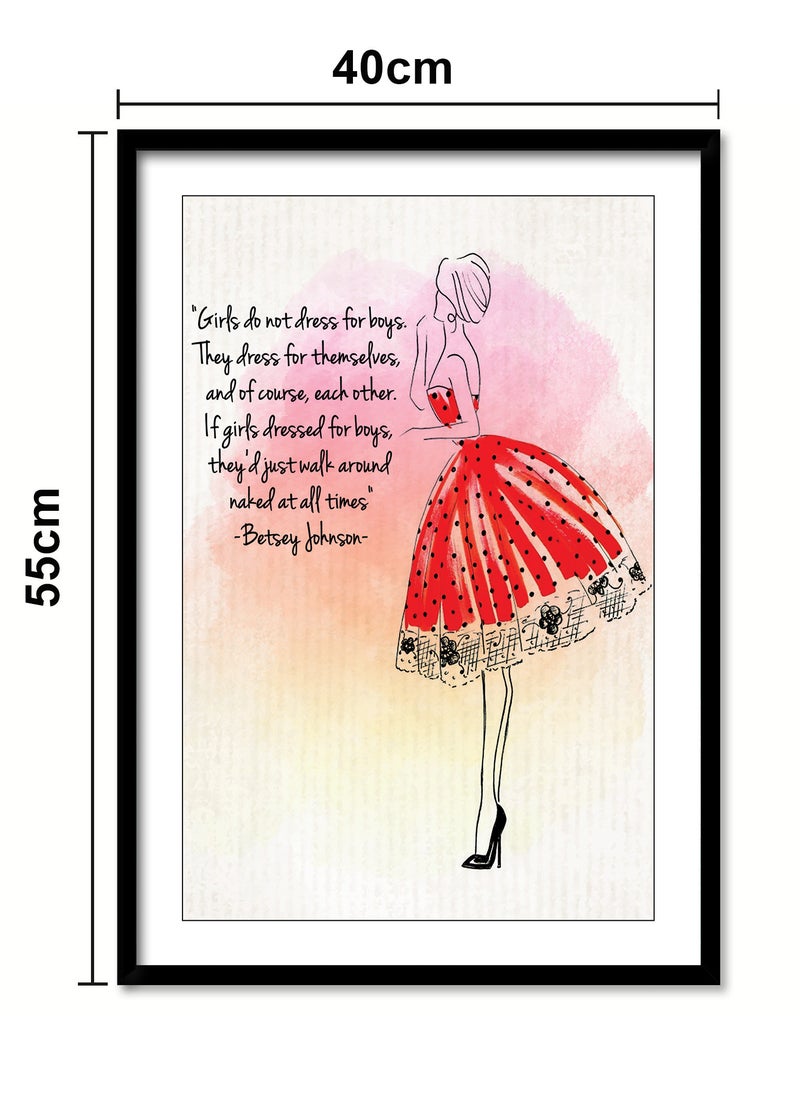Spoil Your Wall Wall Posters with Girls Don’t Dress For Boys Betsey Johnson Quote and Black Frame - Wall Arts Home Décor Photo Frames - 40x55cm by Spoil Your Wall  - Image 3
