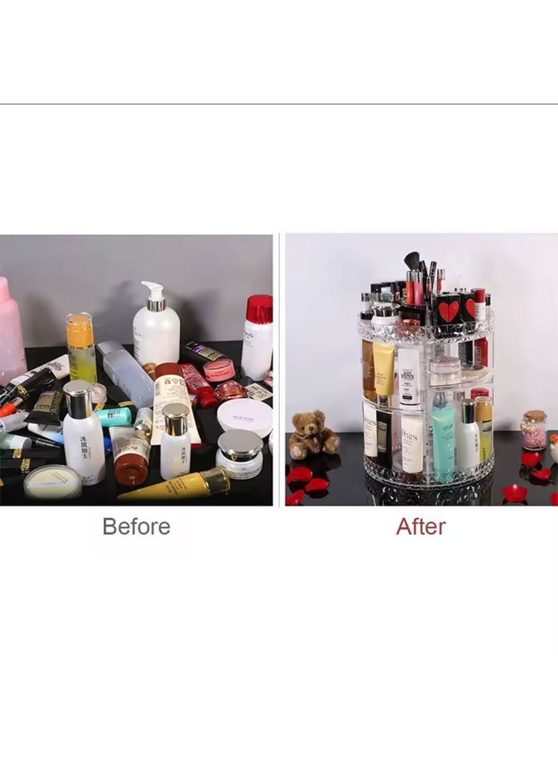 منظم مكياج دوار لتخزين مستحضرات التجميل قابلة للتعديل بدوران 360 درجة بسعة كبيرة 8 طبقات تناسب المجوهرات وفرش المكياج واحمر الشفاه والمزيد شفاف - Image 5