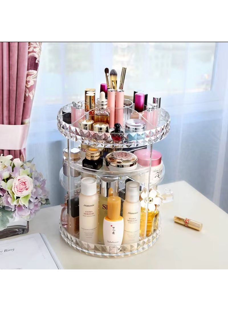 منظم مكياج دوار لتخزين مستحضرات التجميل قابلة للتعديل بدوران 360 درجة بسعة كبيرة 8 طبقات تناسب المجوهرات وفرش المكياج واحمر الشفاه والمزيد شفاف - Image 1
