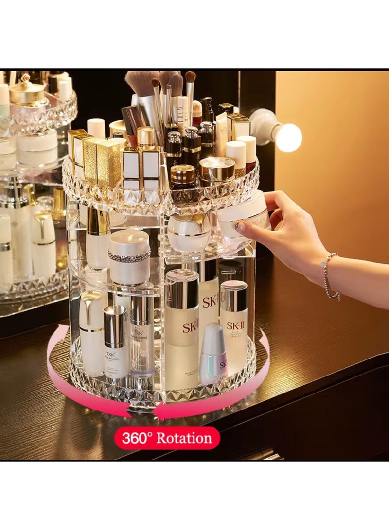 منظم مكياج دوار لتخزين مستحضرات التجميل قابلة للتعديل بدوران 360 درجة بسعة كبيرة 8 طبقات تناسب المجوهرات وفرش المكياج واحمر الشفاه والمزيد شفاف - Image 2