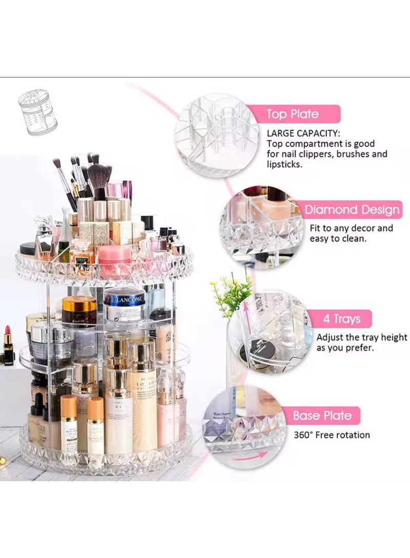 منظم مكياج دوار لتخزين مستحضرات التجميل قابلة للتعديل بدوران 360 درجة بسعة كبيرة 8 طبقات تناسب المجوهرات وفرش المكياج واحمر الشفاه والمزيد شفاف - Image 4