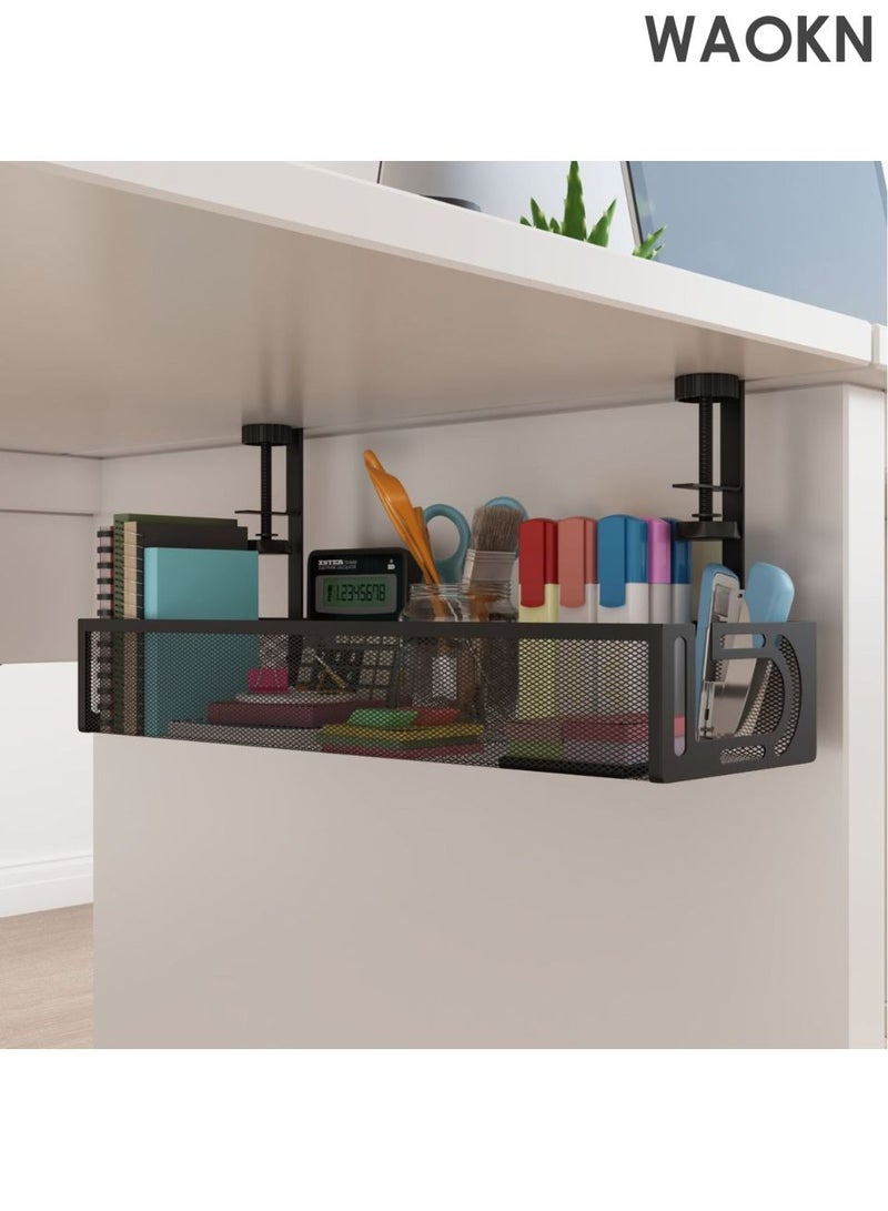 WAOKN Cable management under desktop, cable management tray under desktop, desktop cable organizer, cable management box, desktop cable organizer, expandable storage basket, office desktop storage, home desktop without damage or drilling. - Image 5