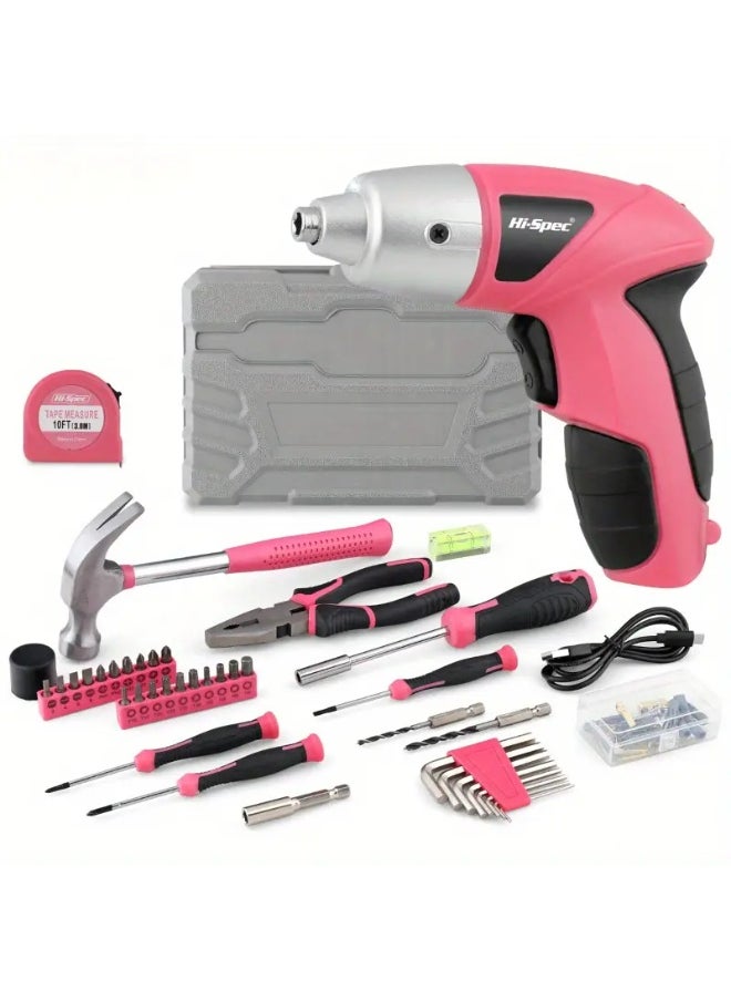 Generic [42pcs DIY Tool Set] 42pcs Home Tool Set - 3.6V Lithium Electric Drill, Pliers, Screwdrivers, Drill Bits, Sockets with Durable Chrome Vanadium Steel for DIY Projects, Metal Working Tools, USB Charging Case  - Image 2