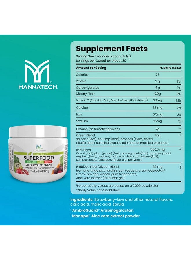 Mannatech Superfood Greens And Reds 192G (Strawberrykiwi) Phytonutrients From Beet Root Powder Spirulina Powder - Image 3