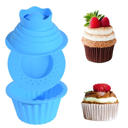 JYNHOOR Giant Cupcake Molds,Dishwasher Safe Big Top Silicone Cupcake Molds,Non-Stick Jumbo Caupcake Bake sets for Easy Cake Decorating and DIY Bake tools(3 pack) (Blue) - Image 1