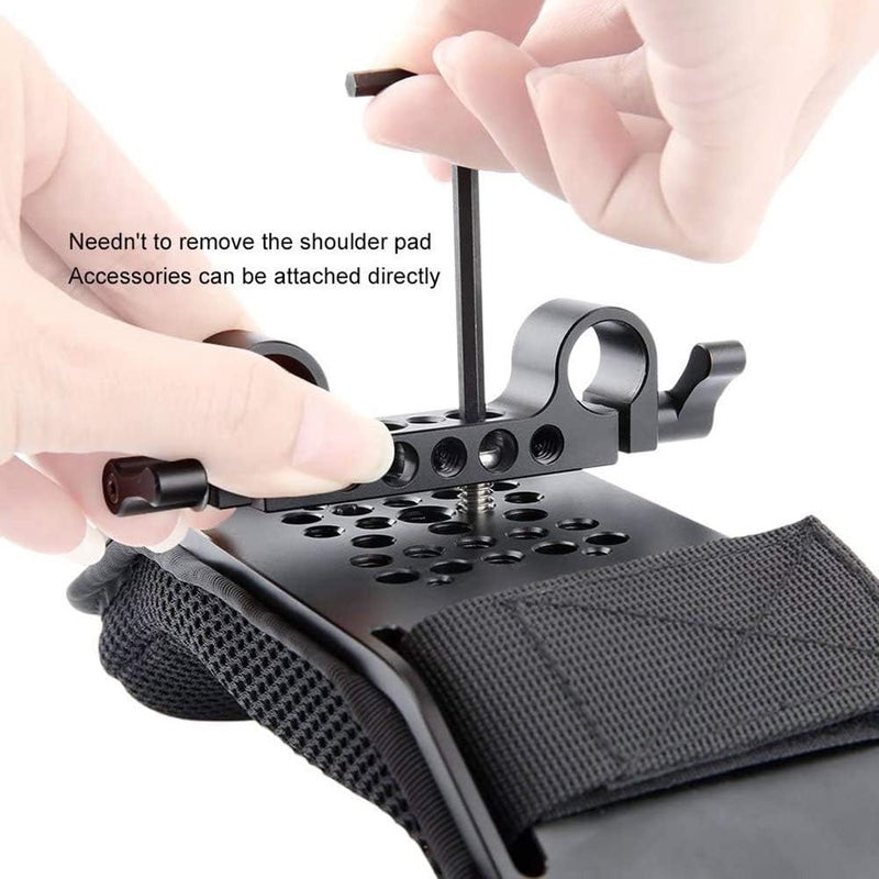 NICEYRIG 15mm Shoulder Pad Kit with Rail Raiser /15mm Rods 6 Inch for Shoulder Rig System Video Camera DSLR Camcorders - Image 4