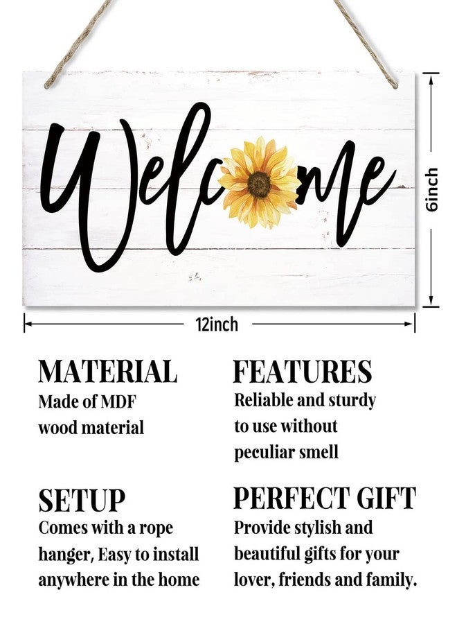 EDCTO Sunflower Welcome Decor Sign, Hanging Wood Sign Home Decorative, Printed Wood Wall Art Sign, Rustic Hanging Wall Decor, Farmhouse Front Door Wall Art Sign, Home Decor Sign, Hostel Welcome Sign 12*6in - Image 2
