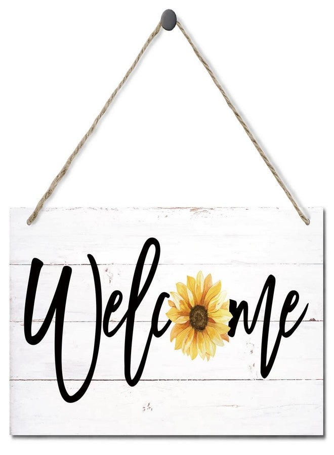 EDCTO Sunflower Welcome Decor Sign, Hanging Wood Sign Home Decorative, Printed Wood Wall Art Sign, Rustic Hanging Wall Decor, Farmhouse Front Door Wall Art Sign, Home Decor Sign, Hostel Welcome Sign 12*6in - Image 1