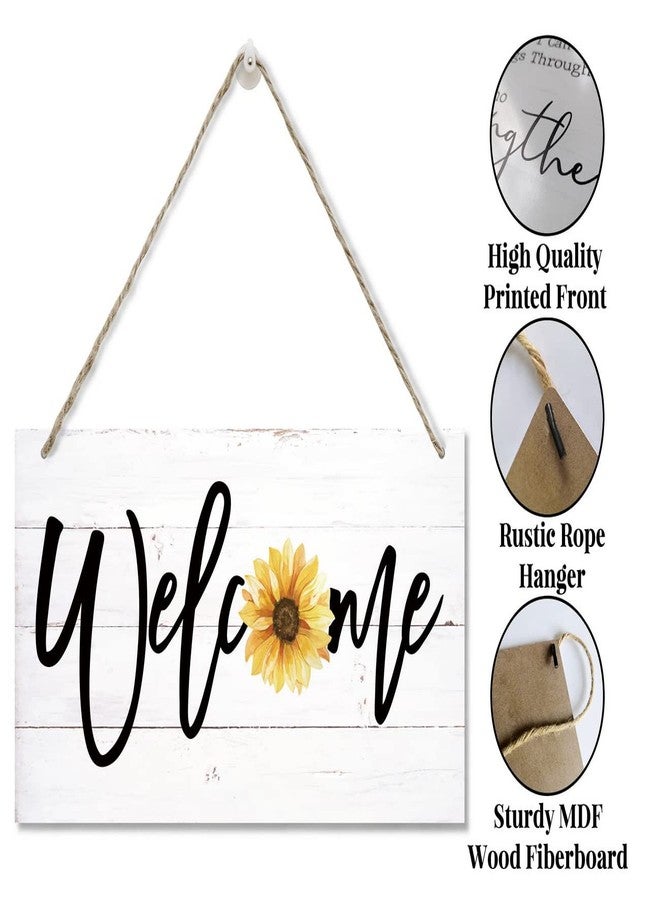 EDCTO Sunflower Welcome Decor Sign, Hanging Wood Sign Home Decorative, Printed Wood Wall Art Sign, Rustic Hanging Wall Decor, Farmhouse Front Door Wall Art Sign, Home Decor Sign, Hostel Welcome Sign 12*6in - Image 3