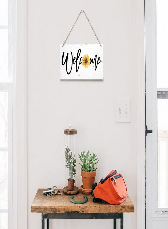 EDCTO Sunflower Welcome Decor Sign, Hanging Wood Sign Home Decorative, Printed Wood Wall Art Sign, Rustic Hanging Wall Decor, Farmhouse Front Door Wall Art Sign, Home Decor Sign, Hostel Welcome Sign 12*6in - Image 4
