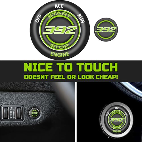 TOOLEPIC Push Start Button Cover for Dodge Challenger Charger Durango Accessories 2015-2025- Engine Start Stop Ignition Switch Kit Interior Accessory for 392 Hemi Style Design Sublime Green - Image 3