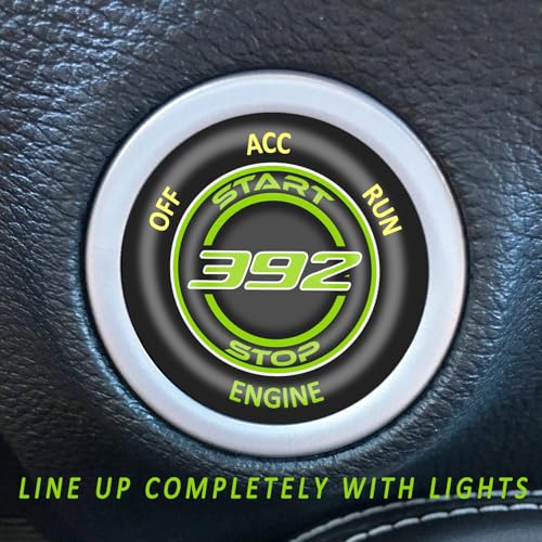 TOOLEPIC Push Start Button Cover for Dodge Challenger Charger Durango Accessories 2015-2025- Engine Start Stop Ignition Switch Kit Interior Accessory for 392 Hemi Style Design Sublime Green - Image 4
