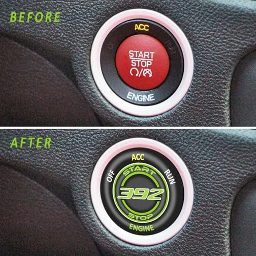 TOOLEPIC Push Start Button Cover for Dodge Challenger Charger Durango Accessories 2015-2025- Engine Start Stop Ignition Switch Kit Interior Accessory for 392 Hemi Style Design Sublime Green - Image 2