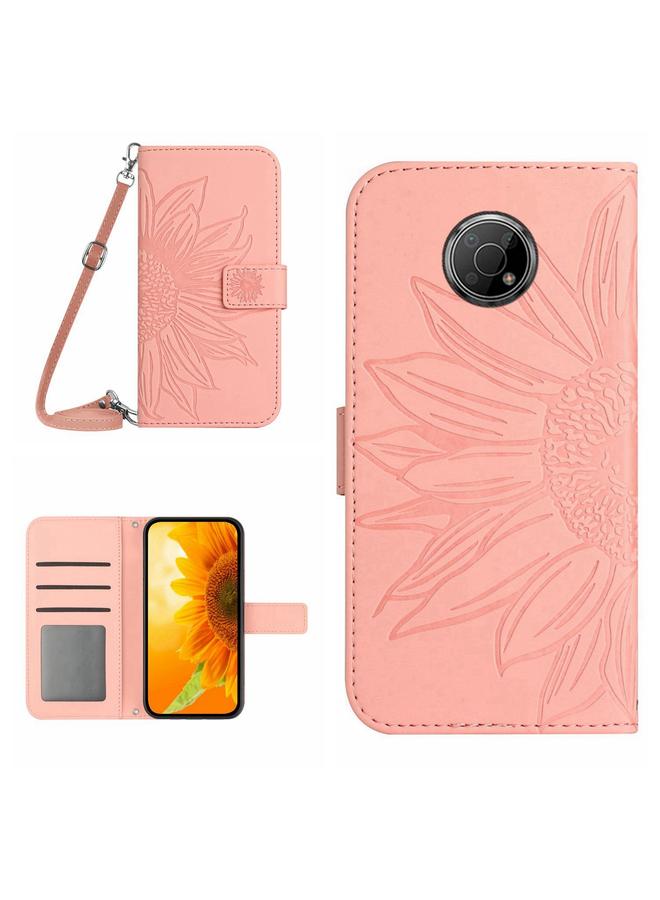 اس-توب جراب لهاتف Nokia G50 5G، جراب هاتف جلدي قلاب بنمط زهرة الشمس مع حبل تعليق - Image 1