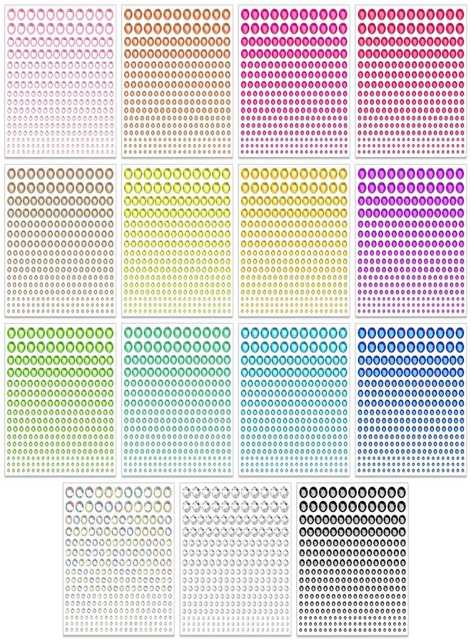Tidponra 4170 Pcs 6 Sizes Self Adhesive Rhinestone Gem Stickers for Hair Face Body Makeup, Bling Stick on Jewels for DIY Craft, Card Decorations, 15 Colors - Image 1