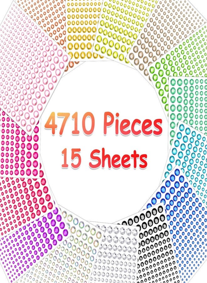 Tidponra 4170 Pcs 6 Sizes Self Adhesive Rhinestone Gem Stickers for Hair Face Body Makeup, Bling Stick on Jewels for DIY Craft, Card Decorations, 15 Colors - Image 2