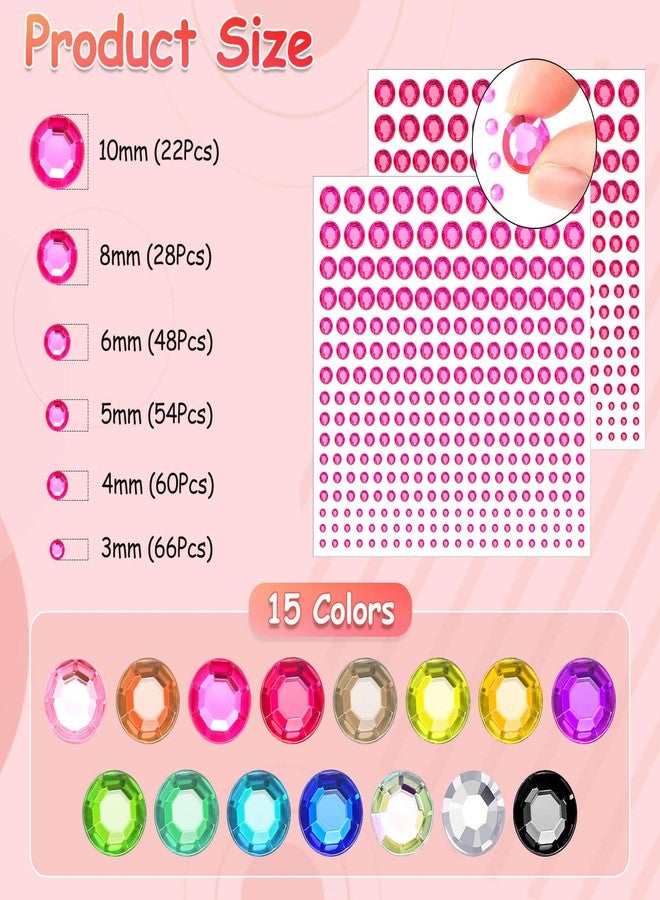 Tidponra 4170 Pcs 6 Sizes Self Adhesive Rhinestone Gem Stickers for Hair Face Body Makeup, Bling Stick on Jewels for DIY Craft, Card Decorations, 15 Colors - Image 3