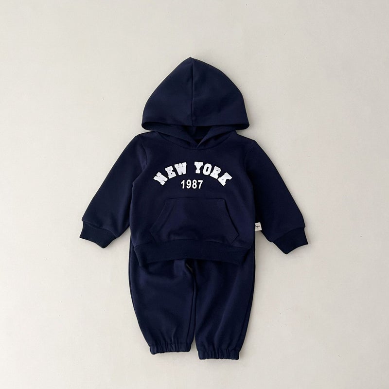 Children's Clothing Spring 2025 New Product Set Boys and Girls Cotton Hooded Sweatshirt Pants Printed Sports Two-Piece Set - Image 1