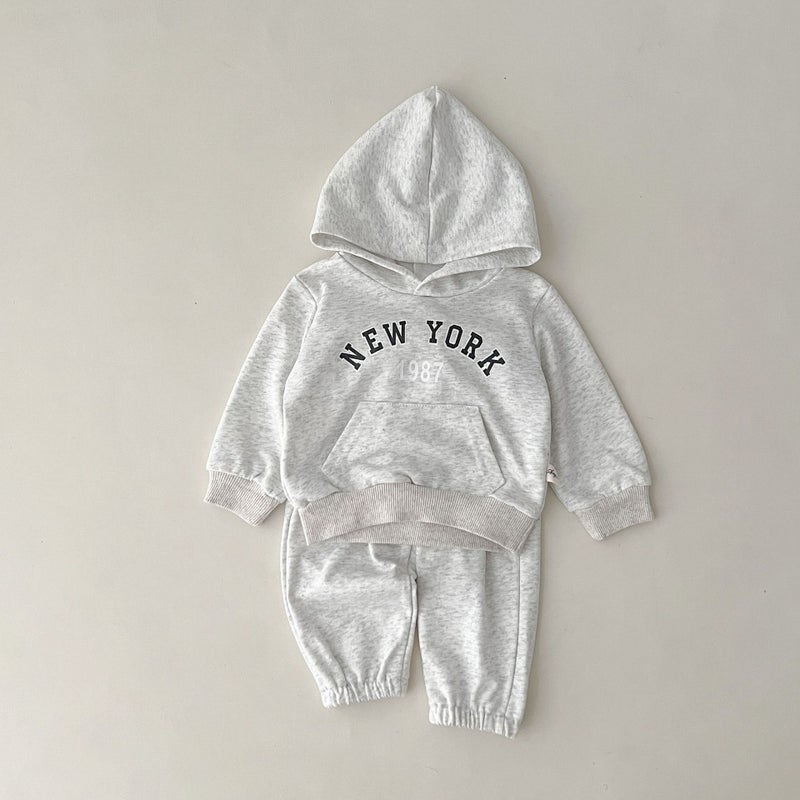 Children's Clothing Spring 2025 New Product Set Boys and Girls Cotton Hooded Sweatshirt Pants Printed Sports Two-Piece Set - Image 5