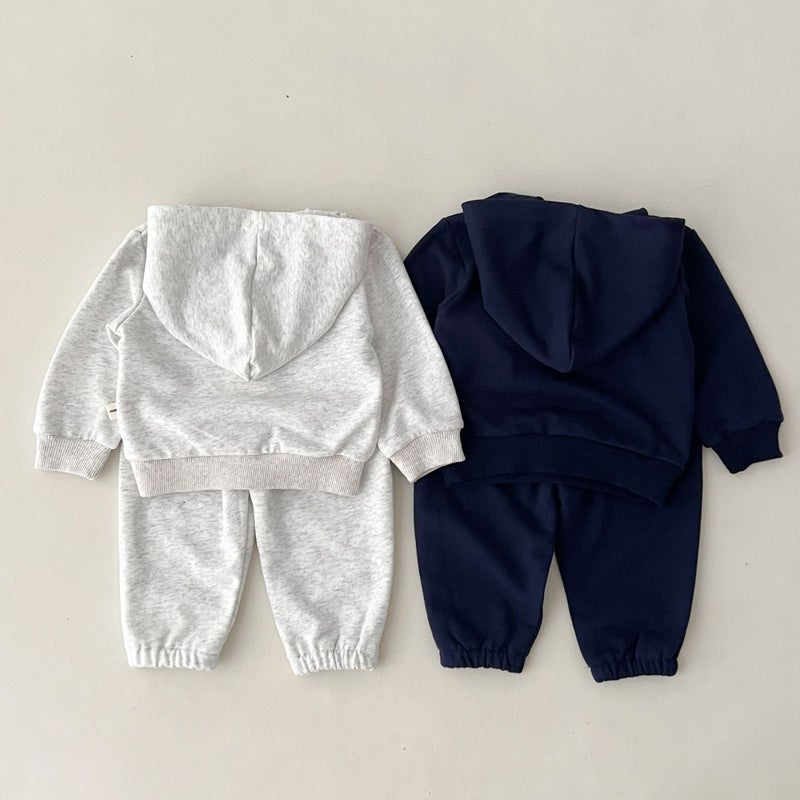 Children's Clothing Spring 2025 New Product Set Boys and Girls Cotton Hooded Sweatshirt Pants Printed Sports Two-Piece Set - Image 3