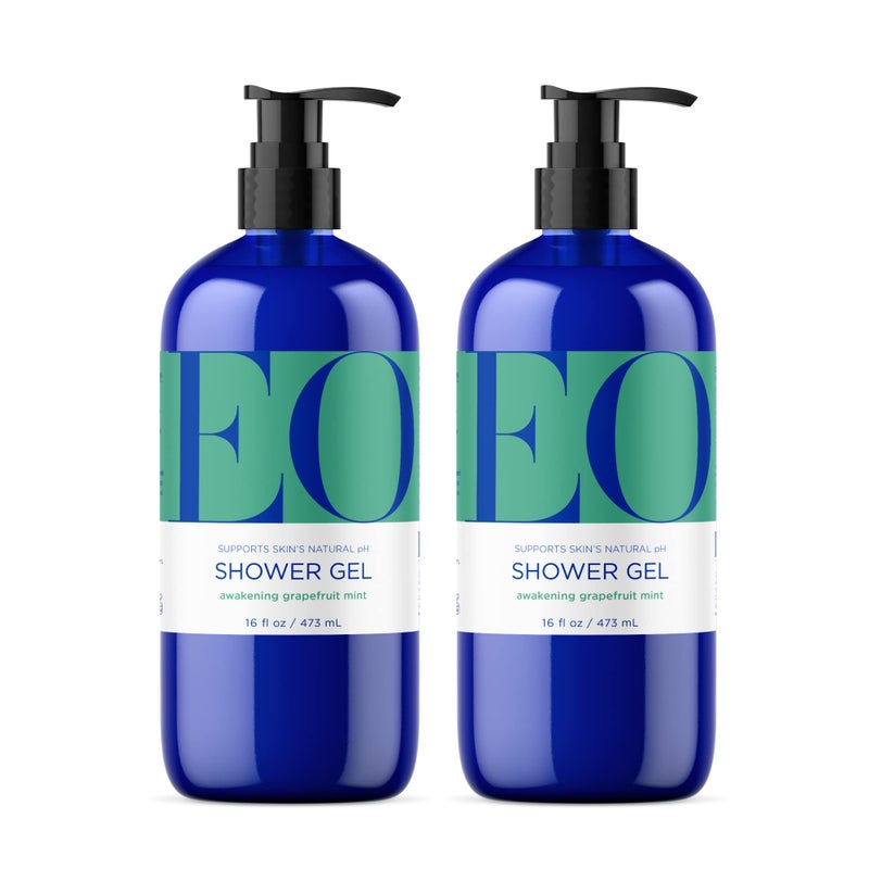 EO Shower Gel Body Wash 16 Ounce Pack of 2 Grapefruit and Mint Organic PlantBased Skin Conditioning Cleanser with Pure Essentials Oils