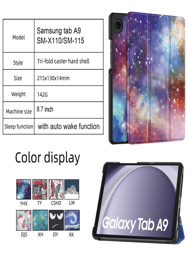 جراب تابلت مقاس 8.7/11 بوصة لهاتف سامسونج جالاكسي تاب A9 (SM-X110/SM-X115)/A9 بلس (X210/SM-X216/SM-X218) مع خاصية التنبيه، جراب تابلت ثلاثي الطي ملون - Image 5