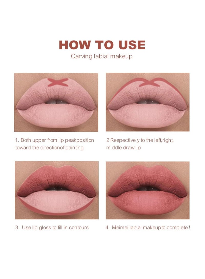 Zikra مجموعة أحمر شفاه وقلم تحديد الشفاه غير اللامع، كريم غير لامع مخملي، قلم تحديد شفاه مقاوم للماء يدوم طويلاً، لا يتلاشى ولا يلطخ، مجموعة هدايا مكياج للنساء والفتيات (08) - Image 4