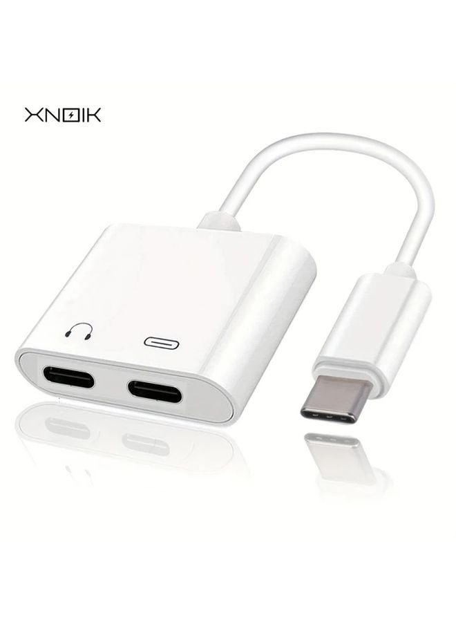 USB C to USB C and Charging Headphone Adapter Splitter Fast PD Charging for iPhone 16 15 iPad Pro S25 Pixel - Image 1