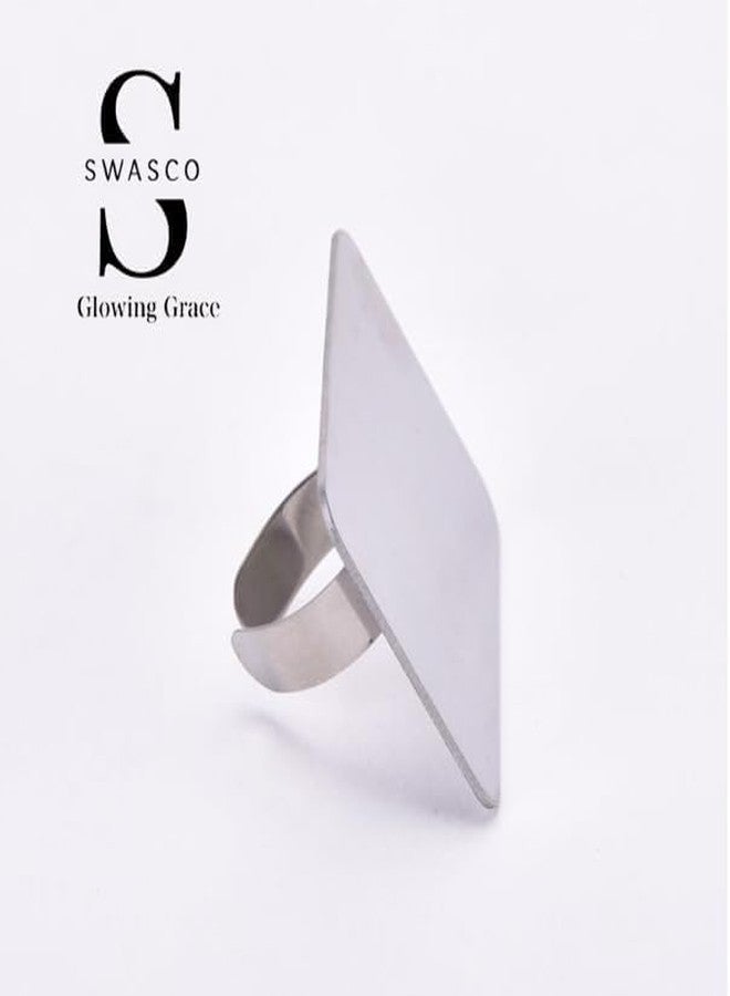 Swasco لوحة خلط مستحضرات التجميل من سواسكو (للأصابع) مصنوعة من الفولاذ المقاوم للصدأ (عبوة واحدة) | مزج مثالي وإطلالات مكياج احترافية | لوحة خلط احترافية | ملعقة، هدية مثالية لمستحضرات التجميل النسائية - Image 5