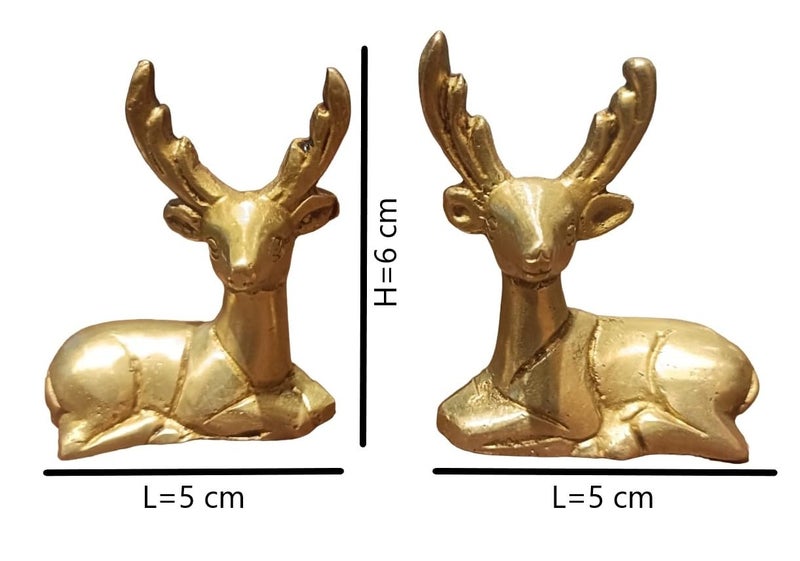 The Artage تمثال زوج من الغزلان الصغيرة من البرونز بحجم 5 سم 2 سم 6 سم بتشطيب برونزي عتيق ذهبي لعرضه في ديكور المنزل هدية لعرضه في تزيين المنزل أدوات المائدة لوحة القيادة في السيارة - Image 3