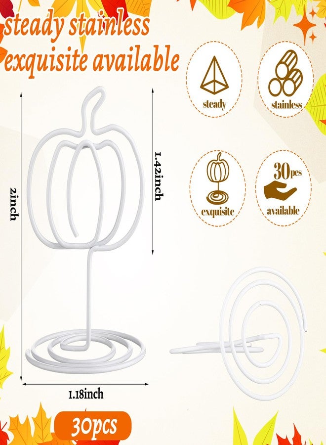 Rtteri 30 Pcs White Pumpkin Picture Holders 2 Inch Thanksgiving Fall Photo Card Table Number Holders Card Display Stands Pumpkin Centerpieces for Table Decor Thanksgiving Harvest Party Supplies - Image 2