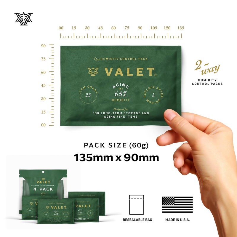 Valet 65% Two-Way Humidity Packs for Aging and Long Term Storage, 12-Pack, 60g Each, Humidifier Pack Prevents Leaks and Controls Moisture with Natural Craft Paper Design - Image 2