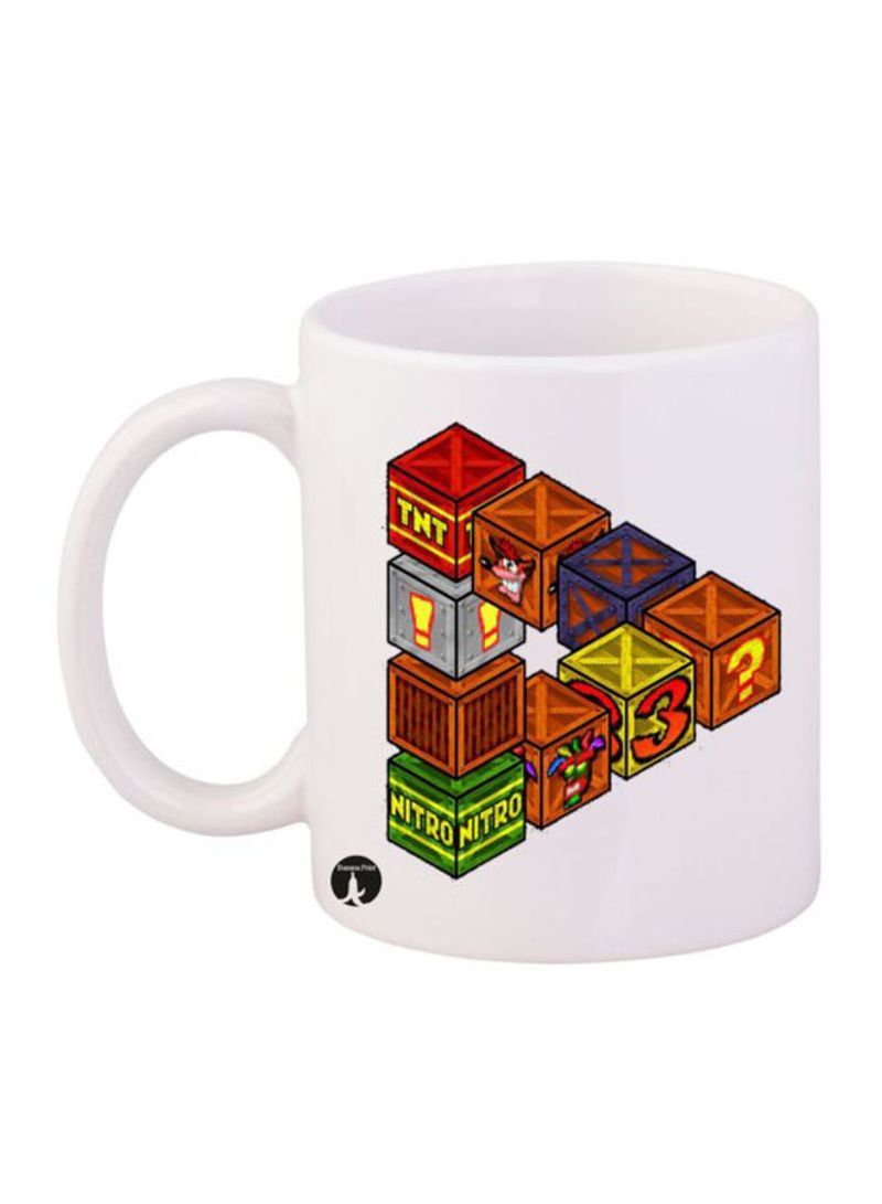 RKN Video Game Crash Printed Mug White/Green/Orange 12ounce