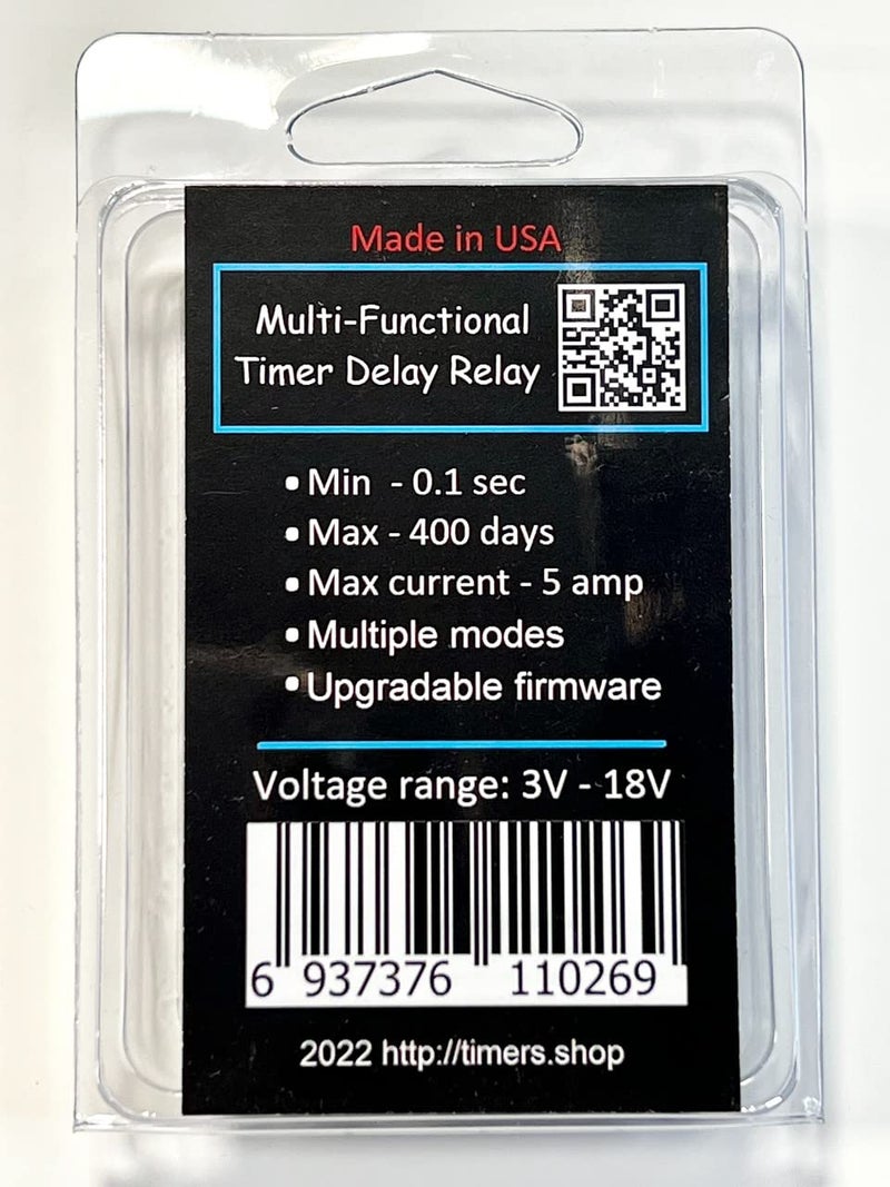 Timers.Shop Mini Timer Time Delay Relay .1 Sec to 400 days. 3V 12V 18V 5A. Power on or Off Delay, Cycling and More. Compatible with B00PD65UGA - Image 3