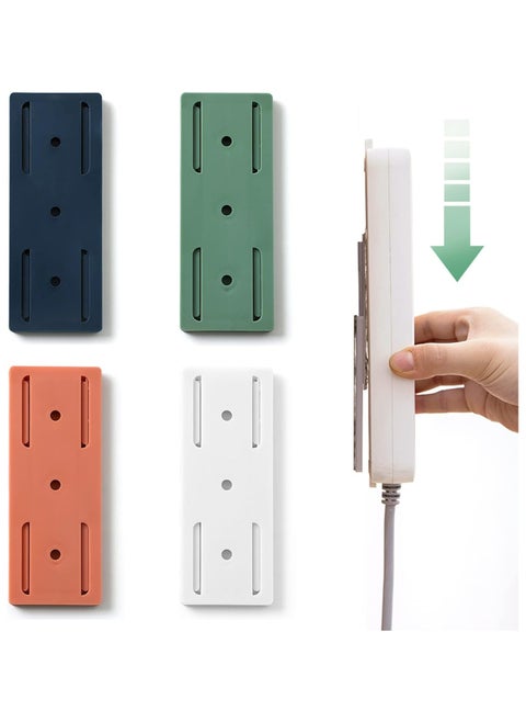 4pcs Self-Adhesive Power Strip Holders, Punch-Free Socket Organizer for Wall or Desktop