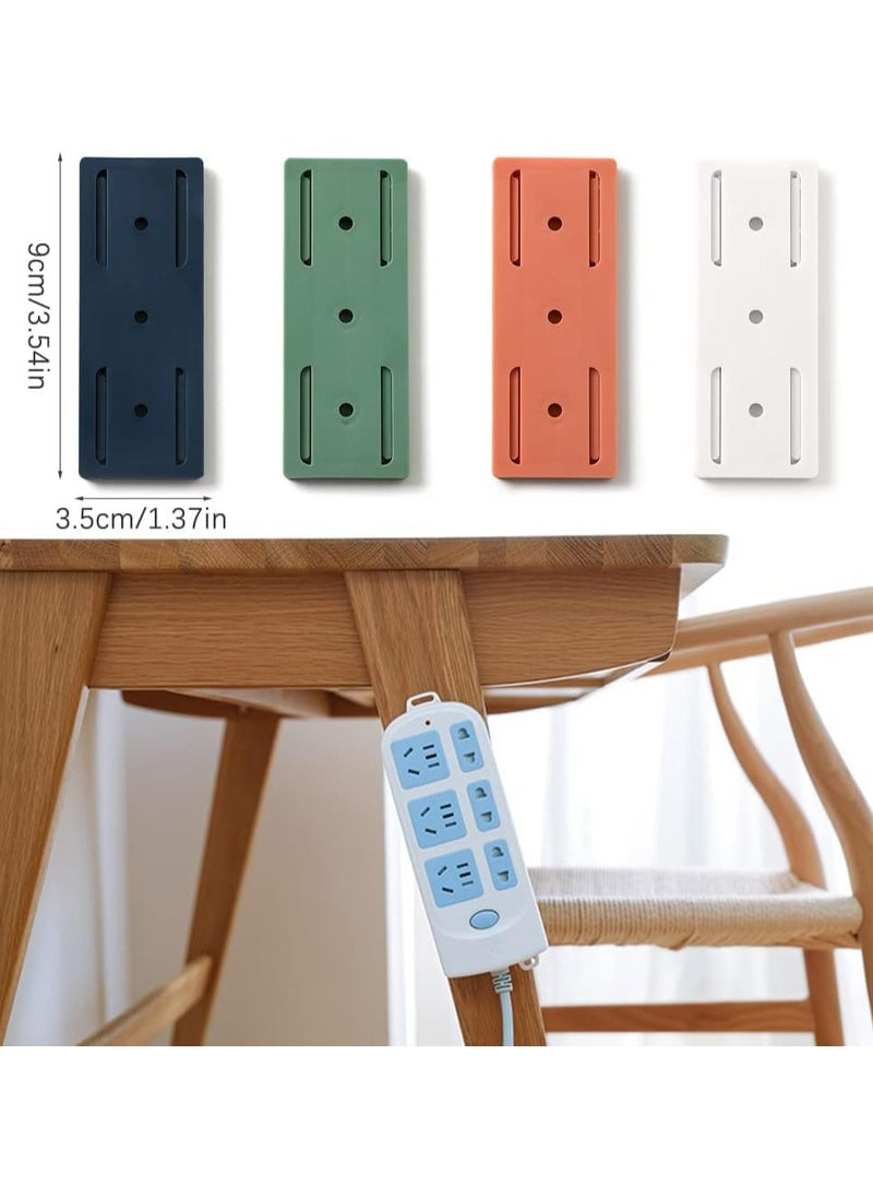 4pcs Self-Adhesive Power Strip Holders, Punch-Free Socket Organizer for Wall or Desktop