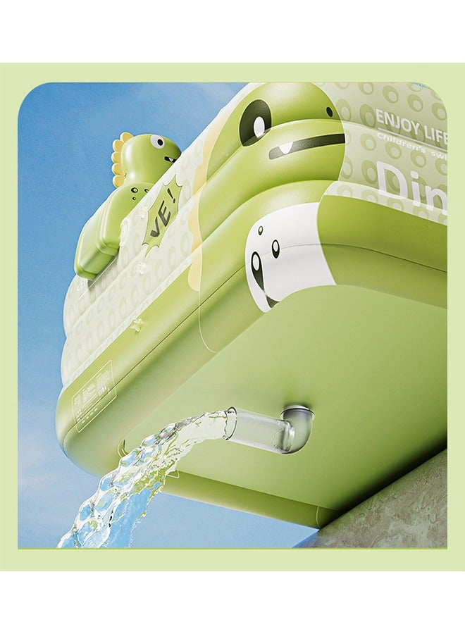 Beauenty Large Size Inflatable Swimming Pool for Kids and Adults, Durable Thickened Rectangle Lounge Pool for Backyard Garden Lawn Outdoor Ground Summer Water Party Equipped with an automatic inflation pump 300cm x 175cm x 56cm (green) - Image 2