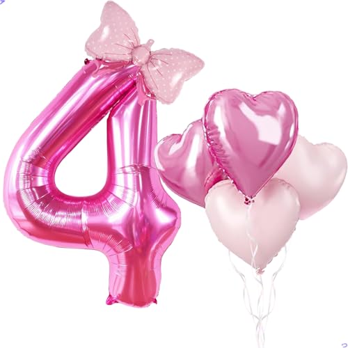 Florisland 40 Inch Huge Pink 4 Birthday Balloon for Girls Foil Mylar Helium Pink 4 Balloon Number for Girls 4th Birthday DecorationsParty Decorations Celebrations Party Supplies Favors Backdrops - Image 1