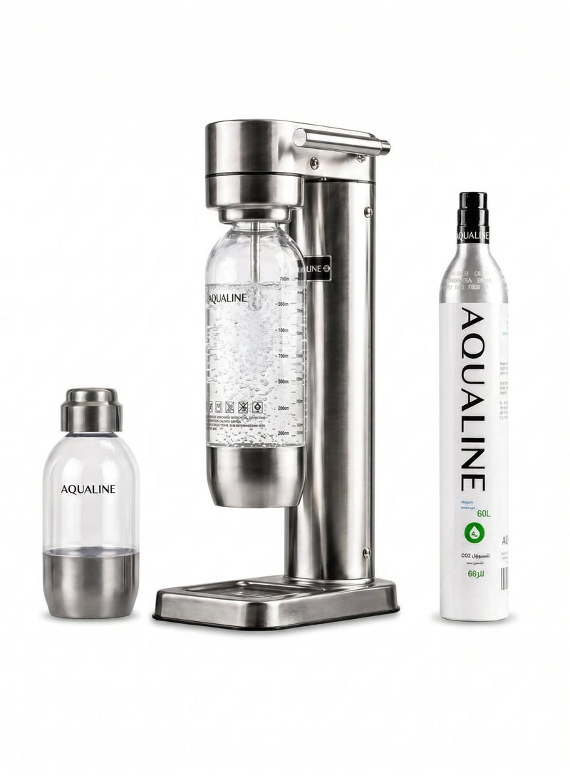 AQUALINE AQUA ONE SS  Soda Maker | Sparkling Water Maker | Starter Kit | 1× CO₂ Cylinder | Stainless Steel - Image 1