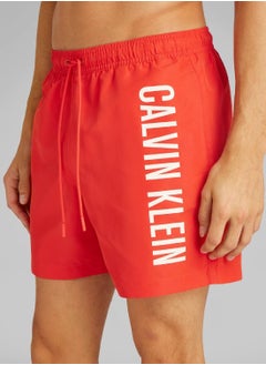 Calvin Klein Jeans Men's Medium Drawstring Swim Shorts - Intense Power - Polyester, Red  - Image 5