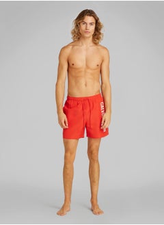 Calvin Klein Jeans Men's Medium Drawstring Swim Shorts - Intense Power - Polyester, Red  - Image 3