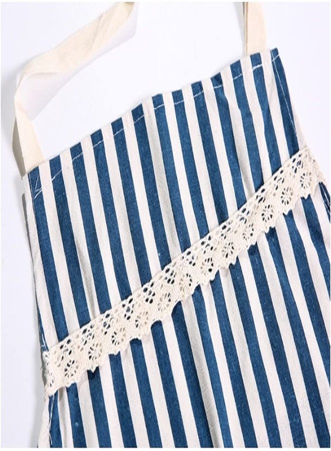 HEXONIQ Apron for Women and Men,Adjustable Kitchen Cooking Apron With Pockets Cotton Linen Chefs Apron For Baking Gardening Cook Restaurant BBQ (Blue) - Image 3