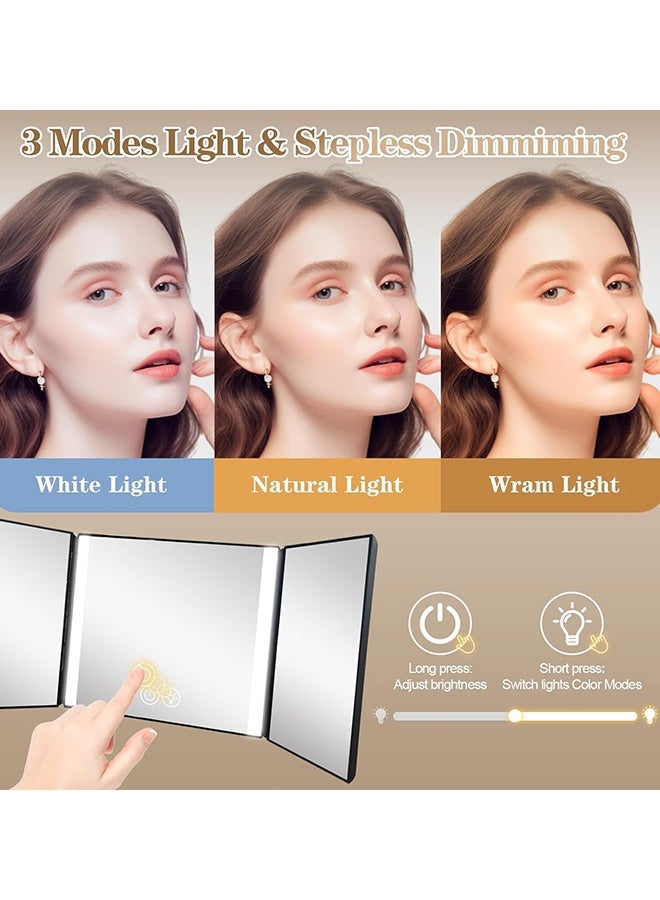 Car Sun Visor Vanity Mirror with 3 Light Modes - Rechargeable LED Makeup Mirror, Dimmable Touch Control u0026 Foldable Design for Car, Home, Travel | Fits SUV, Truck, Most Vehicles, Black - Image 2