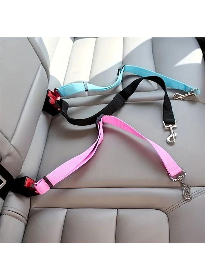 حزام أمان قابل للتعديل للكلاب باللون الأسود مع خطافات السحب، مصنوع من مادة البولي أميد المتينة - Image 2