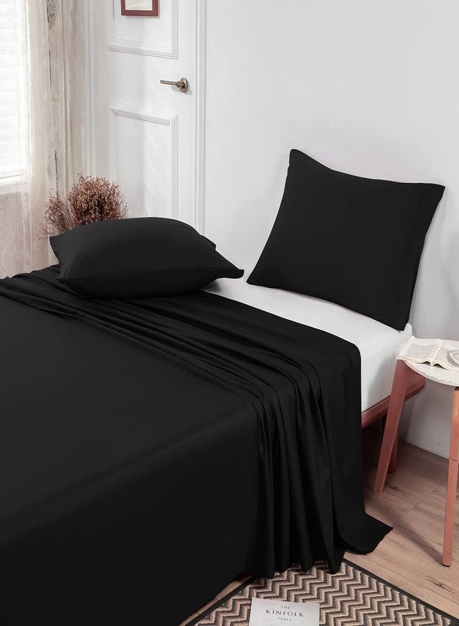 Lirex Black Twin Flat Sheet Only, Ultra Soft & Breathable Brushed 1800 Microfiber, Hotel Quality Flat Sheet Sold Separately, Top Sheet for Bed (Black, Twin) - Image 4