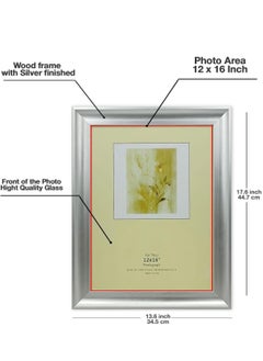 Decorhills Silver Photo Frame 12x16 Inche – Elegant Wood Picture Frame for Office, Bedroom, Living Room, and Hallway – Stylish Wall & Tabletop Display for Cherished Memories  - Image 3